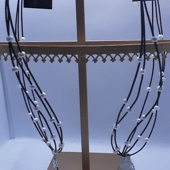 New with Tags Boho Style Rubber Faux Pearl and Sterling Necklace - Picture 9 of 9